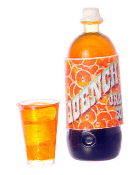 Dollhouse Miniature Quench Orange Soda W/Glass